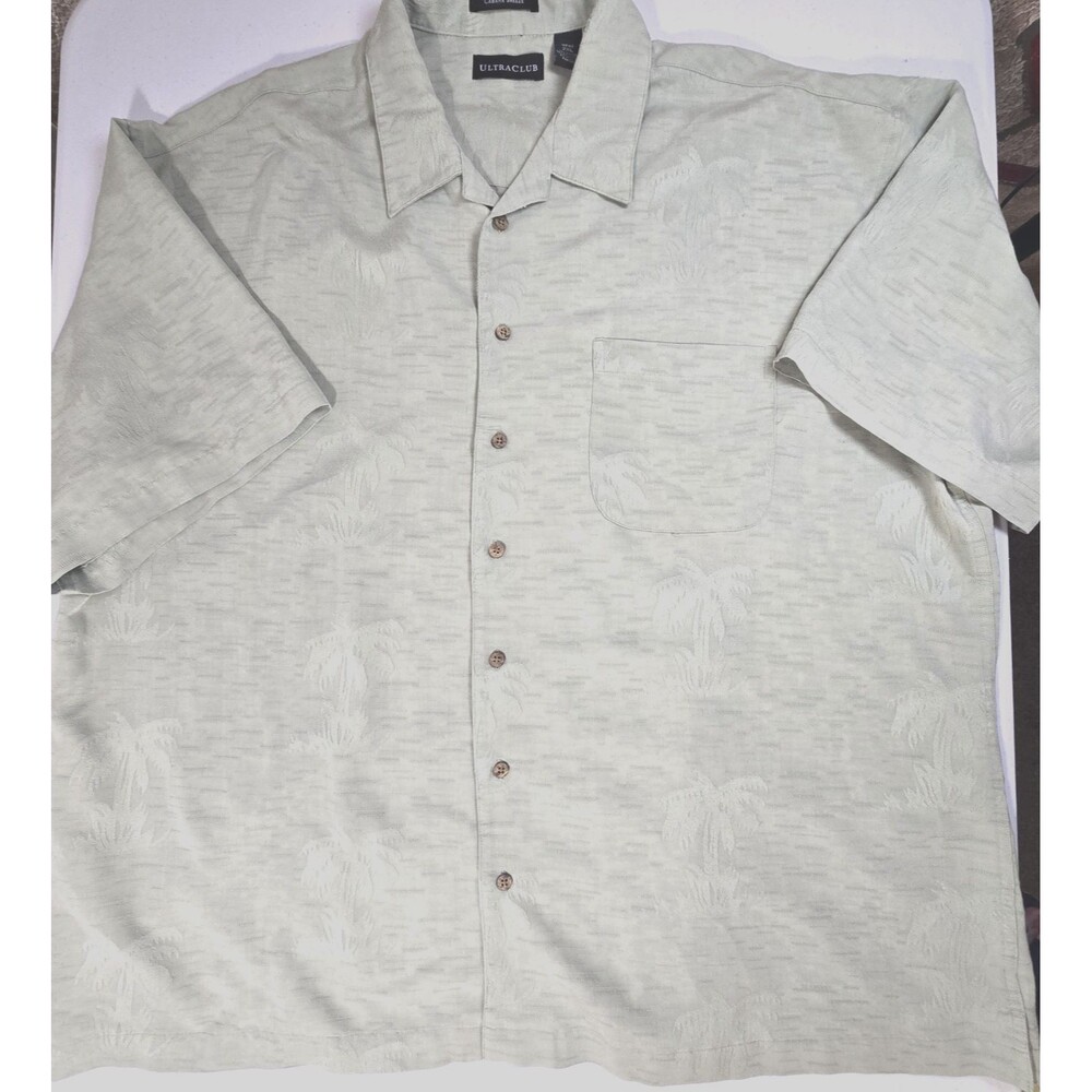 Ultra Club Men’s Button Down Short Sleeved Shirt Cabana Breeze Green SZ 2XL